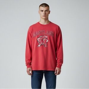 VTG‎ JanSport University of Maryland Long Sleeve Shirt Red XL Testudo Turtle